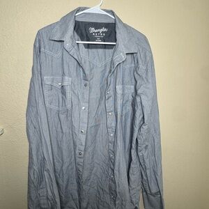 Wrangler Premium Western Snap Button Chambray Shirt XL
